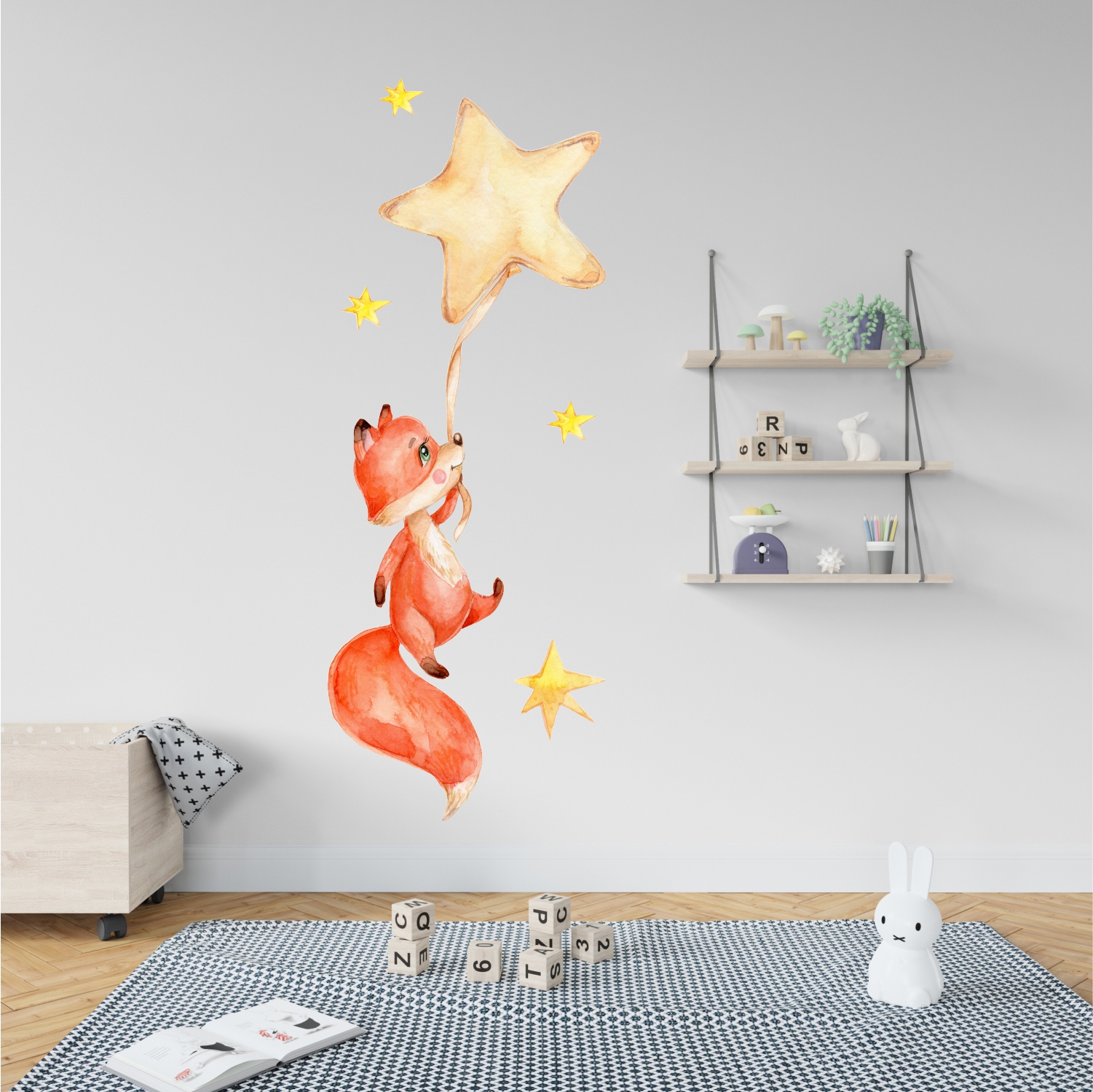 SIENŲ LIPDUKAI "Fox cub with stars"